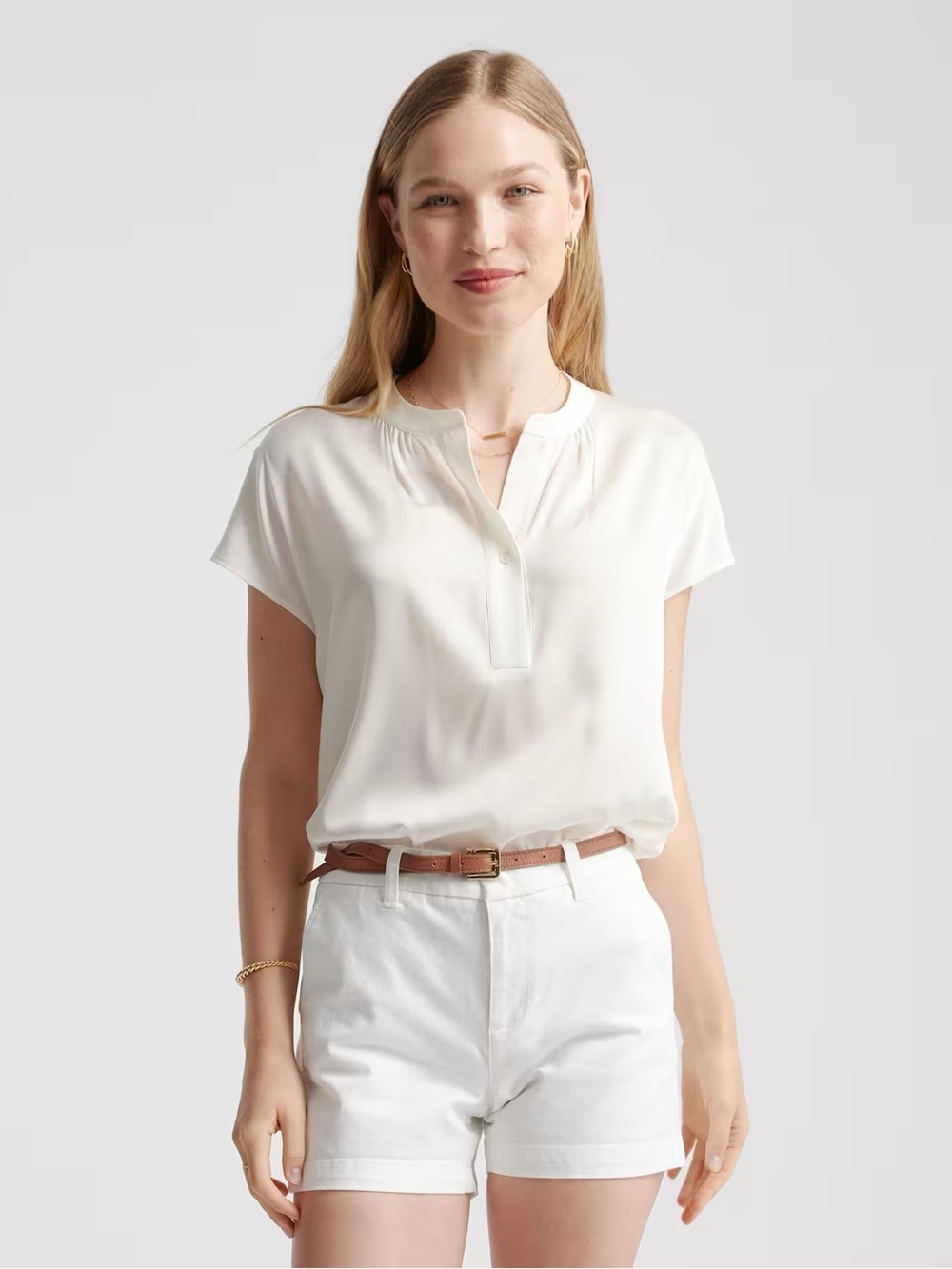 Washable Stretch Silk Dolman Sleeve Blouse